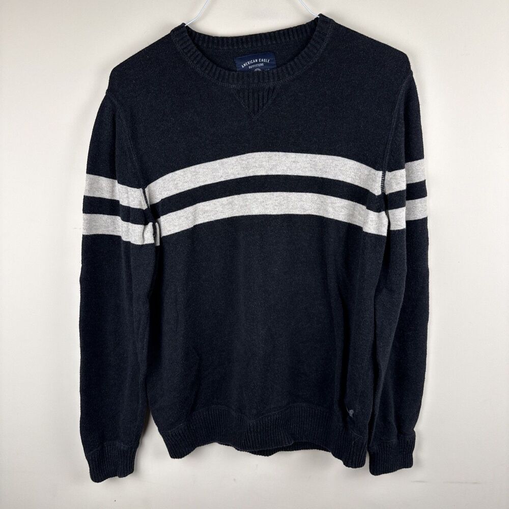 American Eagle Athletic Fit Men's L sweater, Gray with White stripes